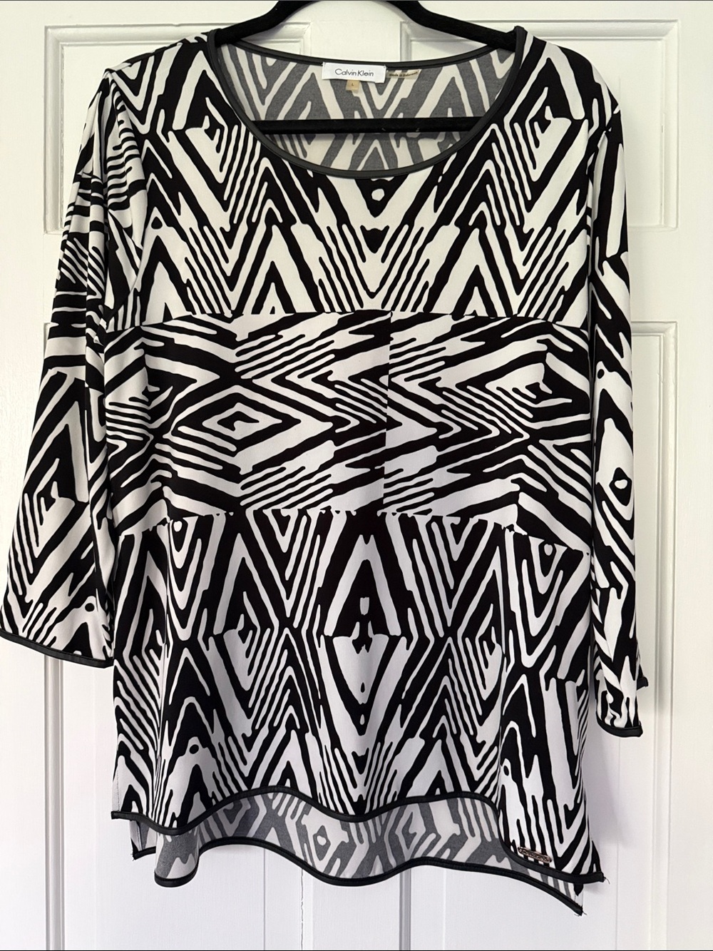 Calvin Klein Black and White Geometric Print Top